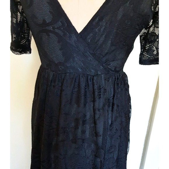 Asos maxi black full lace V back  lined dress gown 4 - Picture 8 of 11